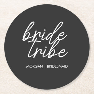 Bride Tribe   Moderne Bruidsmeisjes Bachelorette Ronde Kartonnen Onderzetter