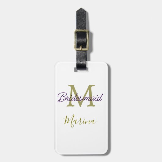 Bride tribe monogram bridal shower simple golden p bagagelabel (Voorkant verticaal)
