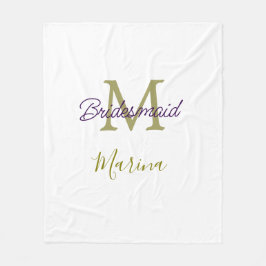 Bride tribe monogram bridal shower simple golden p fleece deken