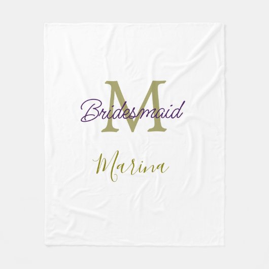 Bride tribe monogram bridal shower simple golden p fleece deken (Voorkant)