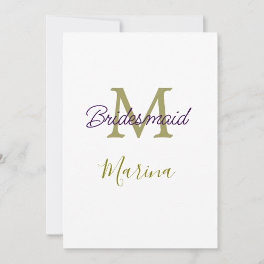 Bride tribe monogram bridal shower simple golden p kaart (Voorkant)