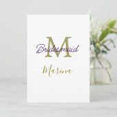 Bride tribe monogram bridal shower simple golden p kaart (Staand voorkant)