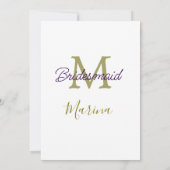 Bride tribe monogram bridal shower simple golden p kaart (Achterkant)