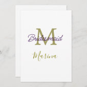Bride tribe monogram bridal shower simple golden p kaart (Voorkant / Achterkant)