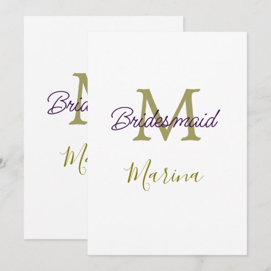 Bride tribe monogram bridal shower simple golden p kaart (Voorkant / Achterkant)