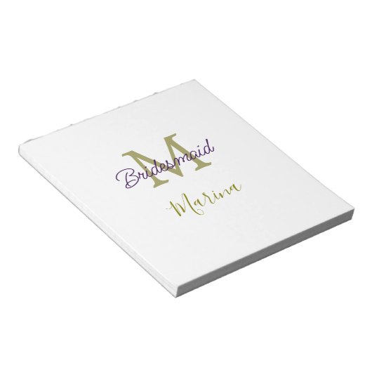 Bride tribe monogram bridal shower simple golden p notitieblok (Schuin)