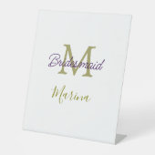 Bride tribe monogram bridal shower simple golden p reclamebord met voetstuk (Voorkant)