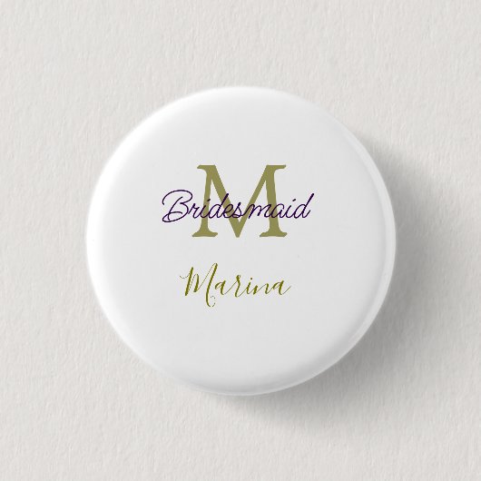 Bride tribe monogram bridal shower simple golden p ronde button 3,2 cm (Voorkant)
