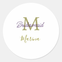 Bride tribe monogram bridal shower simple golden p ronde sticker