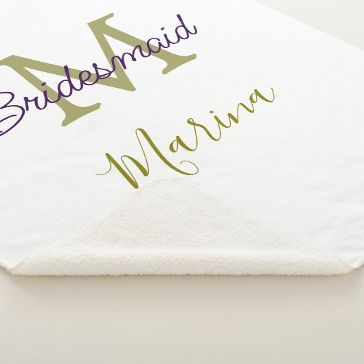 Bride tribe monogram bridal shower simple golden p sherpa deken (3/4)