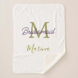 Bride tribe monogram bridal shower simple golden p sherpa deken
