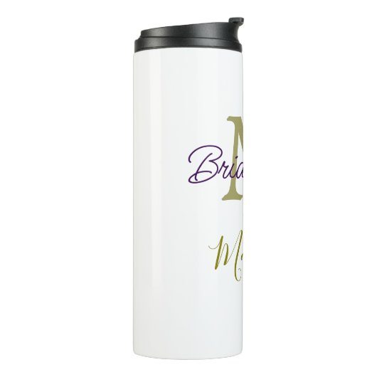 Bride tribe monogram bridal shower simple golden p thermosbeker (Gedraaid links)