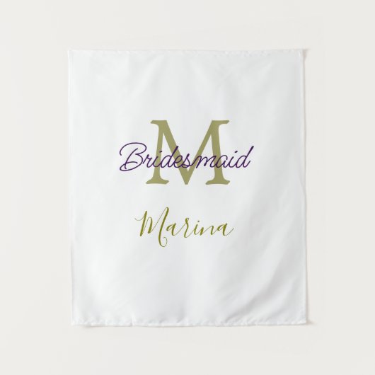 Bride tribe monogram bridal shower simple golden p wandkleed (Voorkant)