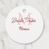 Bride Tribe monogram rood vrijgezellenfeest eenvou Bedankjes Labels (Achterkant)