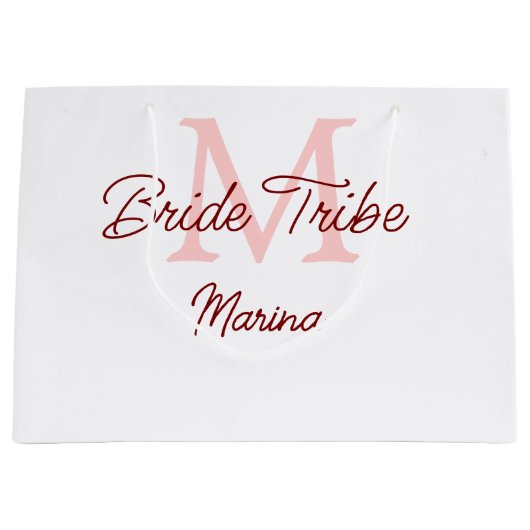 Bride Tribe monogram rood vrijgezellenfeest eenvou Groot Cadeauzakje (Voorkant)