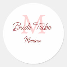 Bride Tribe monogram rood vrijgezellenfeest eenvou