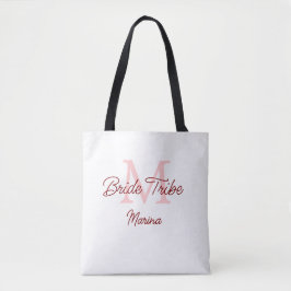Bride Tribe monogram rood vrijgezellenfeest eenvou Tote Bag