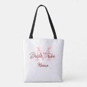 Bride Tribe monogram rood vrijgezellenfeest eenvou Tote Bag (Achterkant)