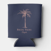 Bride Tribe Navy Blue Roos Gold Palm - Aangepast Blikjeskoeler (Voorkant)