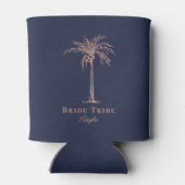 Bride Tribe Navy Blue Roos Gold Palm - Aangepast Blikjeskoeler (Achterkant)