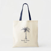 Bride Tribe Navy Blue Tropical Palm Tree (aangepas Tote Bag (Voorkant)