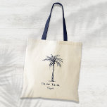 Bride Tribe Navy Blue Tropical Palm Tree (aangepas Tote Bag<br><div class="desc">Deze leuke tropische palmboom canvas tas met de woorden "Bride Tribe" in marinesblauw is het perfecte vrijgezellenfeest cadeau voor een tropische strandbestemming of buitenbruiloft! Pas het aan met de naam van uw bruidsmeisje.</div>