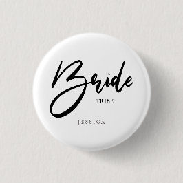 Bride Tribe of Team Black Typografie Gepersonalise Ronde Button 3,2 Cm