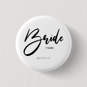 Bride Tribe of Team Black Typografie Gepersonalise Ronde Button 3,2 Cm