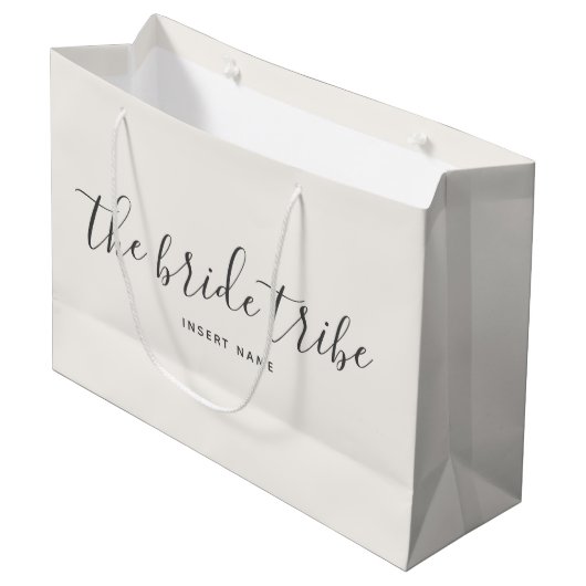 Bride Tribe Off-White Cream Wedding Groot Cadeauzakje (Voorkant Gekanteld)