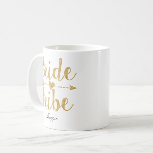 Bride Tribe Personalized Gold Wedding Koffiemok (Voorkant links)