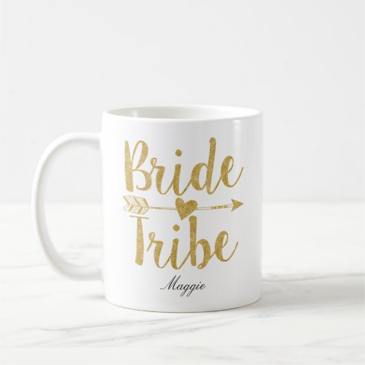 Bride Tribe Personalized Gold Wedding Koffiemok (Links)