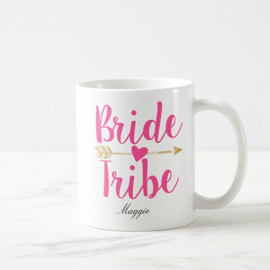 Bride Tribe Persoonlijke roze bruiloft Koffiemok (Rechts)