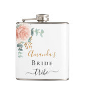 Bride tribe roze florale eucalyptus bachelorette heupfles (Voorkant)