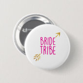 {Bride Tribe} Roze & Goud Ronde Button 5,7 Cm (Voorkant /achterkant)
