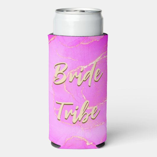 Bride Tribe Roze Marmer Patroon Seltzer Blikjeskoeler (Seltzer Achterkant)