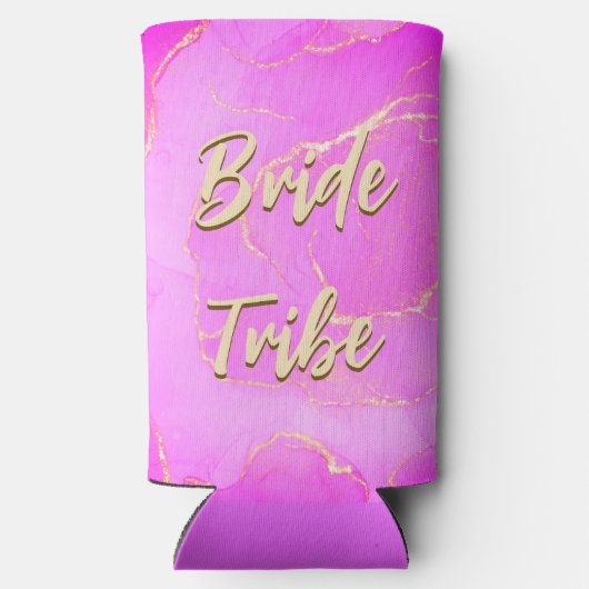 Bride Tribe Roze Marmer Patroon Seltzer Blikjeskoeler (Achterkant)