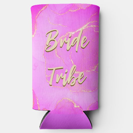 Bride Tribe Roze Marmer Patroon Seltzer Blikjeskoeler (Voorkant)