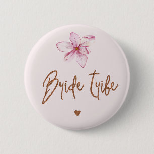 Bride tribe roze roze vrijgezellenfeest ronde button 5,7 cm