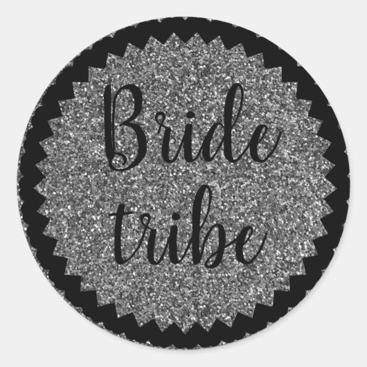 Bride Tribe Silver Glitter Classic Round Sticker (Voorkant)