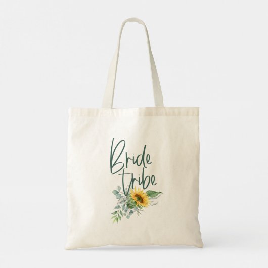 Bride Tribe Sunflower Eucalyptus Weddenschap Tote Bag (Achterkant)