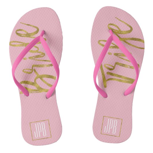 Bride Tribe Teenslippers met Monogram Typografie (Voetbed)