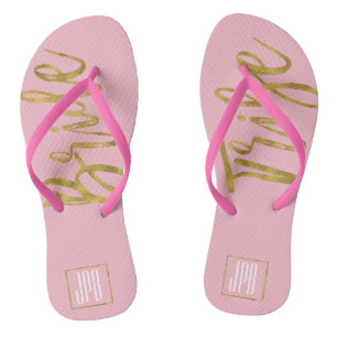 Bride Tribe-Teenslippers met monogram Typografie Teenslippers