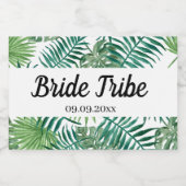 Bride Tribe Tropical Palm Leaf Bachelorette Sparkling Wijnetiket (Enkel label)