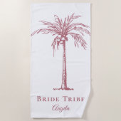 Bride Tribe Tropical Roos Gold Palm Tree (aangepas Strandlaken (Voorkant)