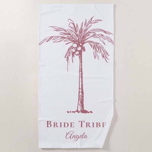 Bride Tribe Tropical Roos Gold Palm Tree (aangepas Strandlaken (Voorkant)