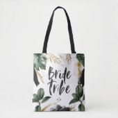 Bride tribe tropisch blad en typografie tote bag (Voorkant)