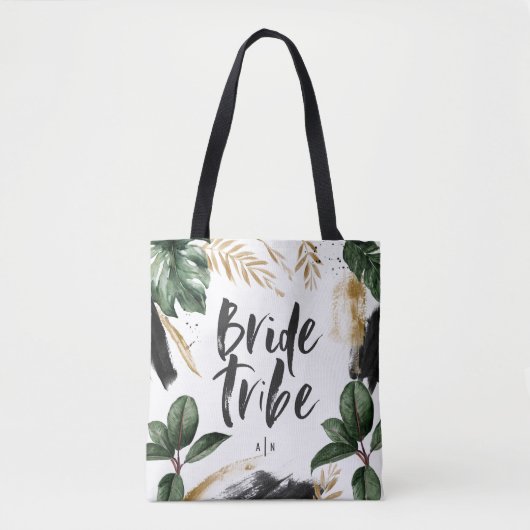Bride tribe tropisch blad en typografie tote bag (Voorkant)