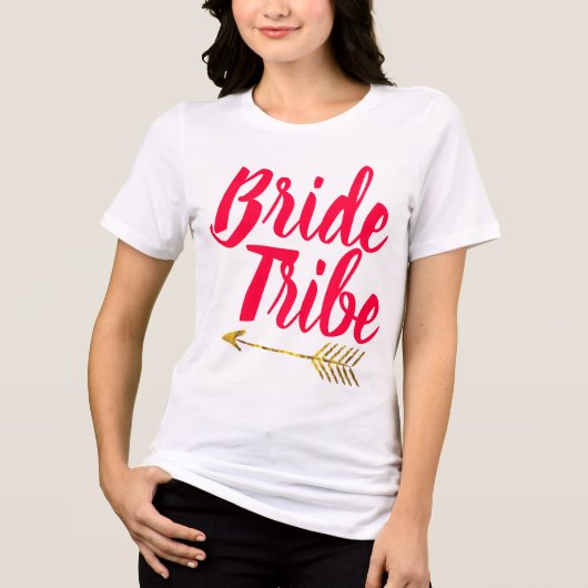 Bride Tribe Typography Calligaphy Hand Lettered Tri-Blend Shirt (Voorkant)