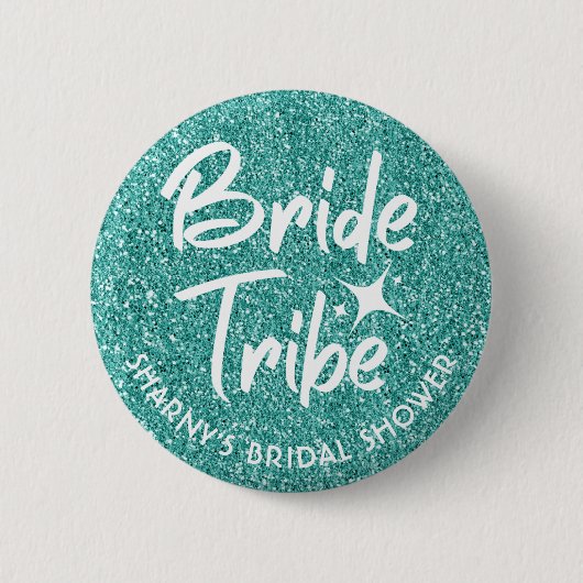 Bride Tribe Vrijgezellenfeest Pin Turquoise Ronde Button 5,7 Cm (Voorkant)