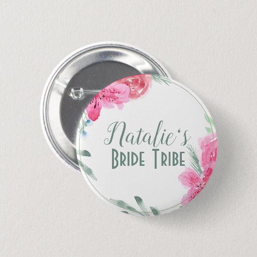 Bride Tribe Watecolor Ronde Button 5,7 Cm (Voorkant /achterkant)